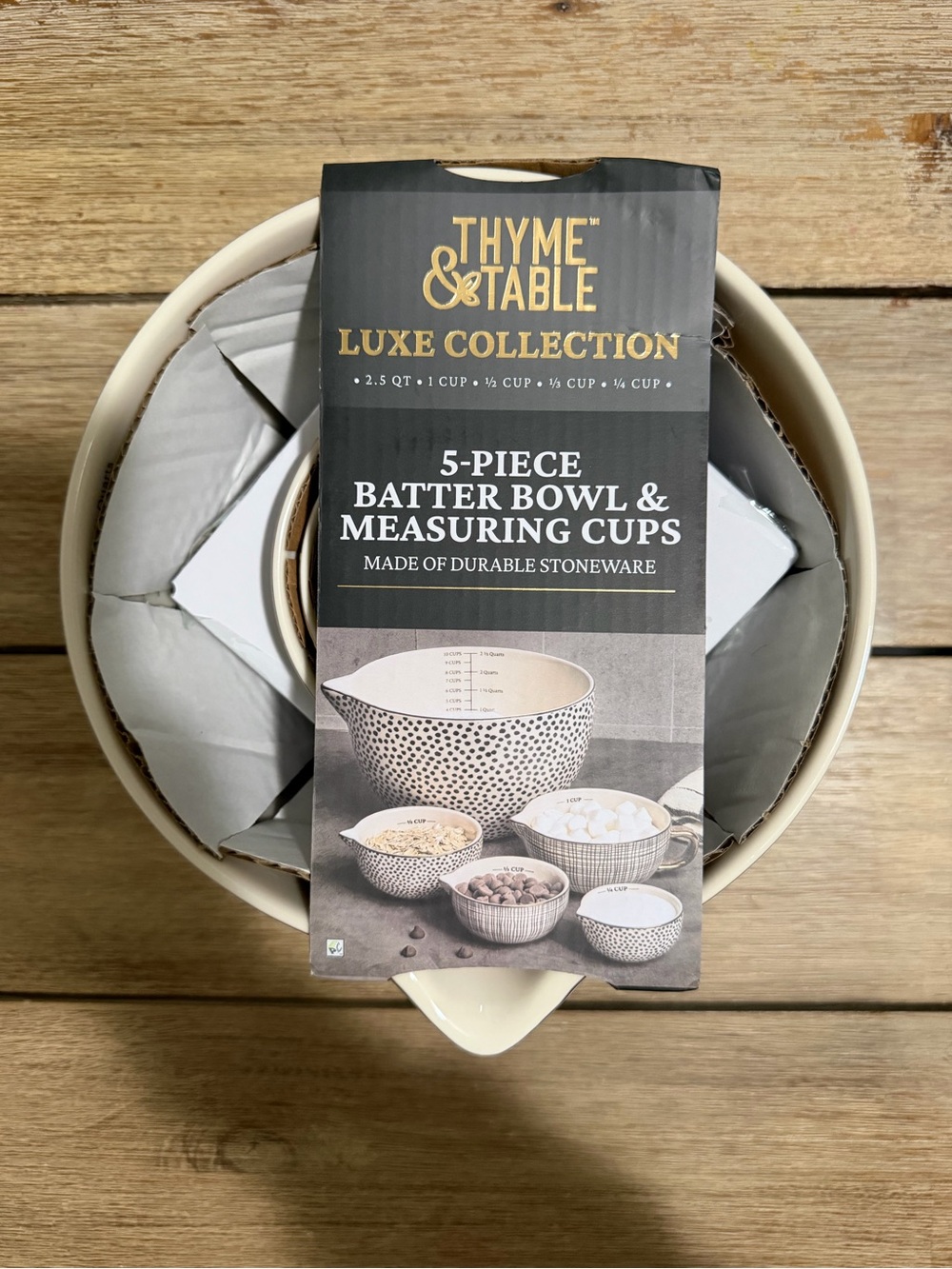 Thyme & Table Luxe Collection 5-Piece Cream Batter Bowl & Measuring Cups